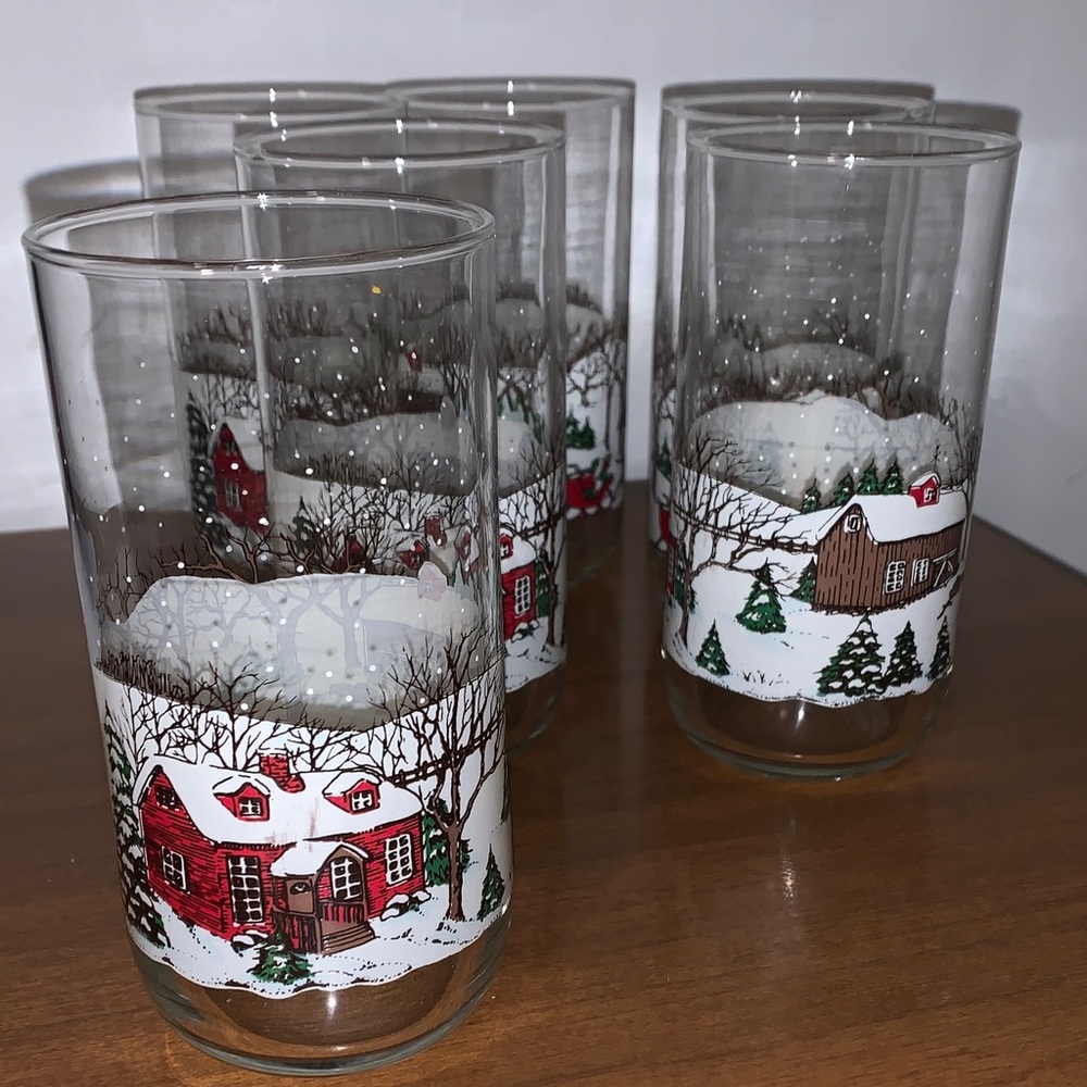 Libbey Winter Scene Glass Set of 6